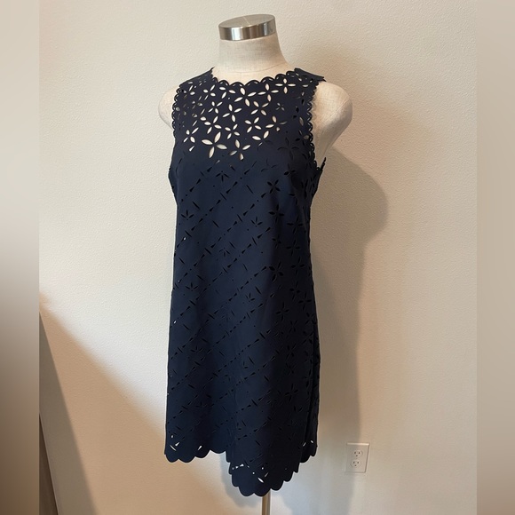 J. Crew Dresses & Skirts - JCrew Navy Shift Dress | Size 4 | Laser cut Eyelet Dress w/ Slip